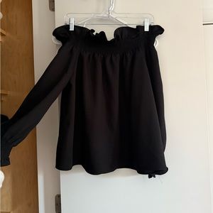 Tuckernuck Black Ruffled Off-Shoulder Blouse